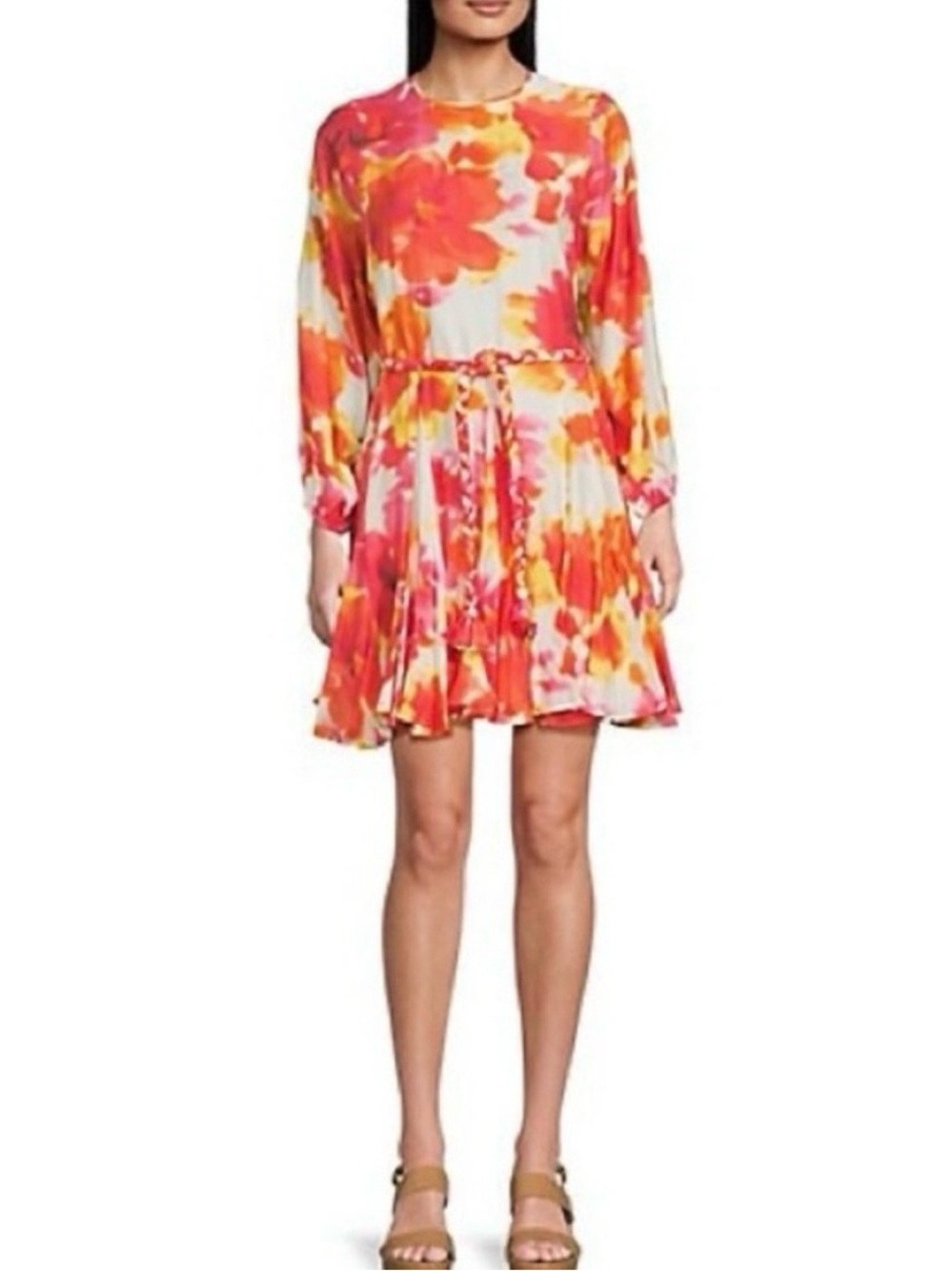 NWT Alex Marie The Riley Tie-Dye Floral Belted Dress  Size 12